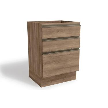 Imagem de Módulo Cozinha Kappesberg Maxxi Balcão G743 c/ 3 Gavetas s/ Tampo 60cm Nogal