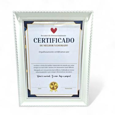 Imagem de Certificado de Melhor Namorado com Moldura Branca Presente