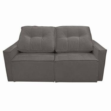 Imagem de Sofá Retrátil Reclinável 2 Lugares Para Sala Suede Cinza