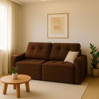 Imagem de Sofá Retrátil Reclinável 2 Lugares Paris Para Sala Veludo Cor:marrom