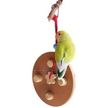 Imagem de Brinquedos de mastigação de cortiça de pássaros para gaiola, brinquedo de forrageamento de cortiça de madeira, brinquedo de gaiola de pássaros pendurado para papagaios, conures, periquitas, calopsitas