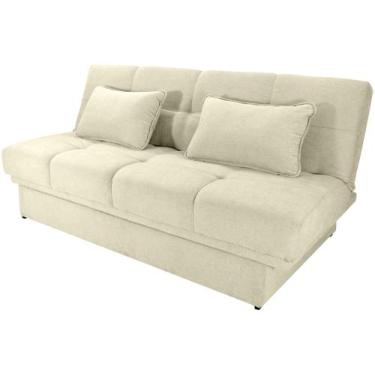 Imagem de Sofá-cama Lugares Retrátil com Baú Reclinável Veludo Sany, Bege, 3 lug
