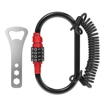 Imagem de UP Security Anel D de cadeado combinado com cabo retrátil, cadeado combo de 3 dígitos para capacete seguro, mochila, bagagem, anti-roubo, carrinho, scooter, armário de academia, cerca, viagem, uso ao