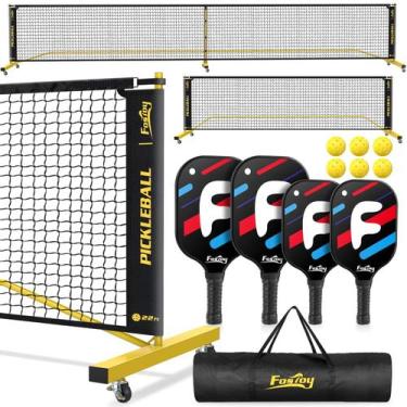 Imagem de Pickleball Net Fostoy Portable com rodas Quadra de 22 pés e 11 pés