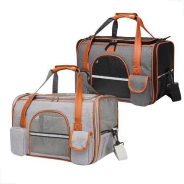 Imagem de Bolsa De Transporte Pet Luxo Em Couro 50x30x29 Passeio Viagem Para Cãe