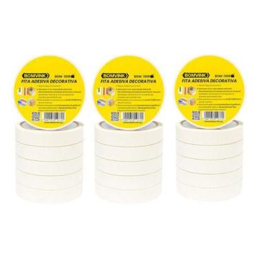 Imagem de Fita Crepe Para Pintura Sem Resíduos 24mm X 30m - 15 Rolos - Genérico