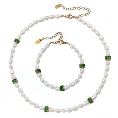 Imagem de Colar com contas de pérolas naturais de água doce conjunto de joias para mulheres, presente para filha, irmã, namorada, amiga, dia das mães