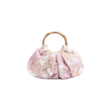 Imagem de Verdusa Bolsa feminina floral elegante de lantejoulas para noite com alça plissada para festa, Rosa Multi, One Size