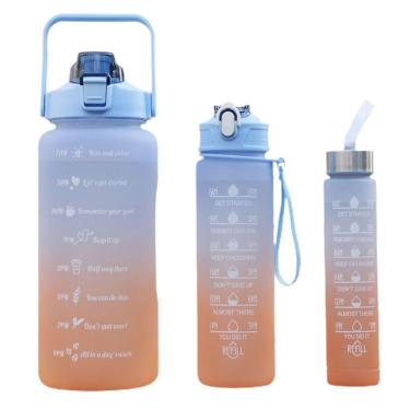 Imagem de Kit 3 Garrafa De Agua Academia 2l Squeeze Galao Motivacional