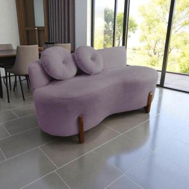 Imagem de Namoradeira Sofá Feijão Lounge Orgânica Veludo Rosê - Mazzero Decor