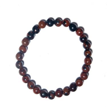 Imagem de Pulseira Pedra Obsidiana Mahogany Bolinha 6mm Fio Silicone