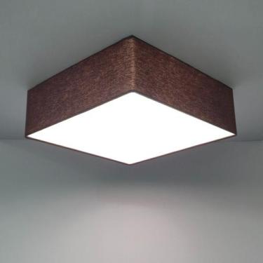 Imagem de Plafon Quadrado Md-3002 Cúpula em Tecido 50x50x15cm Café - Bivolt - Vi