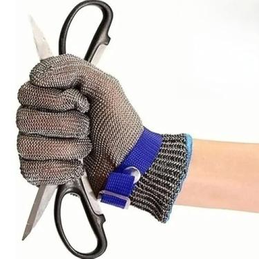 Imagem de Luvas de açougueiro Fio de aço resistente a cortes Proteção 1 peça