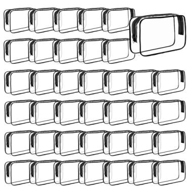 Imagem de 36 sacos de maquiagem transparentes a granel, bolsa de cosméticos à prova d'água com zíper, estojo portátil de higiene de viagem, estojo organizador de plástico PVC para batom, maquiagem, banheiro