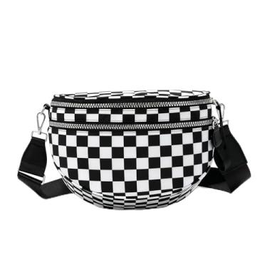 Imagem de Bolsas transversais femininas pretas e brancas, modernas para celular, bolsas transversais, carteiras de nylon, pochete
