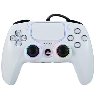 Imagem de NBCP Controle Com Fio Para Ps5 - Jogos Playstation 5, Ps4, Pc/Steam, Gatilho Turbo E Linear Efeito Hall, Vibração Dupla, Conector De Áudio 3,5 Mm, Branco