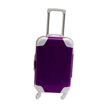 Imagem de oshhni Mala de boneca de 18 polegadas, mini mala de viagem, decoração, mini de carrinho americana, acessórios para bonecas, brinquedo de bebê para, Roxo