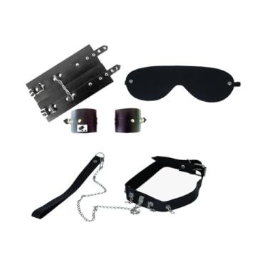 Imagem de Kit Dominação com Algema, Venda e Coleira em Couro