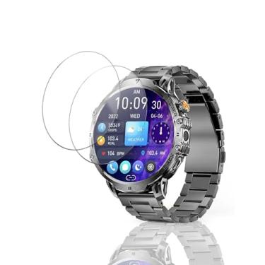 Imagem de YAJOJO Pacote com 2 protetores de tela para relógio inteligente LIGE EF13 de 4,7 cm, dureza 9H, vidro temperado para SmartWatch LIGE EF13, borda redonda 2,5D, antiarranhões, sem bolhas, clareza HD
