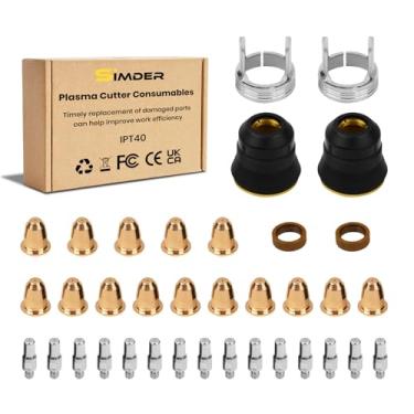 Imagem de SSimder 36 peças IPT40 cortador de plasma tocha consumíveis ponta eletrodo kit para cortador de plasma SD4050PRO/CUT55DS/CUT65DS