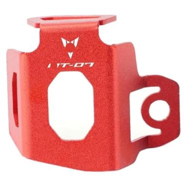 Imagem de BYYINGSUS Compatível com MT-07 MT07 MT FZ 07 FZ07 Acessórios CNC para motocicleta Protetor de reservatório de fluido de freio traseiro Tampa do copo de óleo (vermelha)