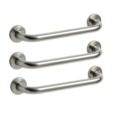 Imagem de Kit 3 Barras de Apoio 80cm Aço Inoxidável Polido Barra de Apoio para Box Banheiro Idoso Premium