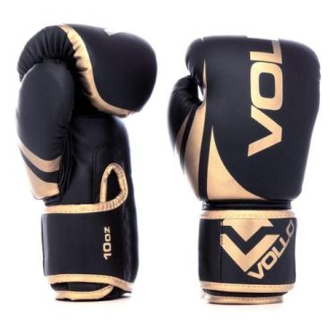 Imagem de Luva Boxe Muay Thai Kickboxing Vollo Preta, Preta dourada, 14oz