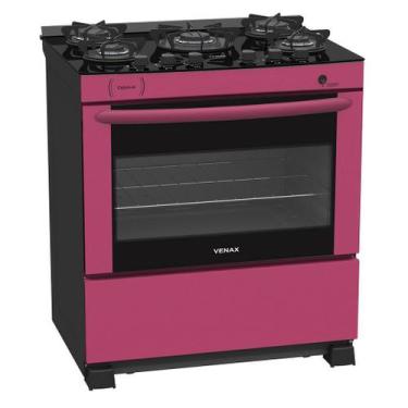 Imagem de Fogão a Gás Del Plus Vítreo 5 Bc Pink GLP Venax, Bivolt