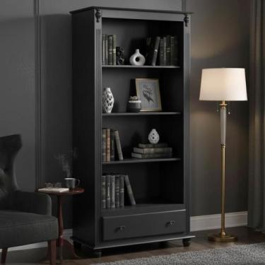 Imagem de Estante para Livros de Madeira com 3 Prateleiras 1 Gaveta e Pés Tornea