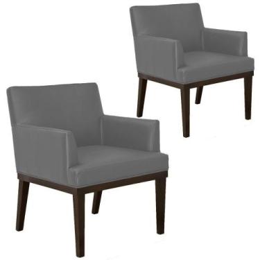 Imagem de Kit 02 Poltronas Beatriz W01 material sintético Cinza - LYAM DECOR