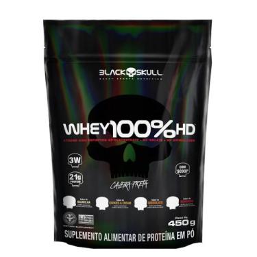 Imagem de Whey 100% hd refil black skull - 450g (wpc, wpi e wph) - CAVEIRA PRETA