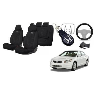 Imagem de Conjunto Capa Bancos Personalizado Accord 00-12 + Volante + Chaveiro -