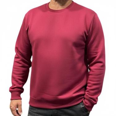 Imagem de Moletom Masculino Gola Careca Lisa Grosso Flanelado Algodão toqref, Vi