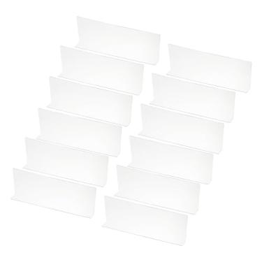 Imagem de PATIKIL Pacote com 12 divisórias de prateleira para organização de armários, 35 x 3,8 x 1,57 x 12 cm. Separador de armários de acrílico Prateleiras de armário de cozinha bloqueador para quarto