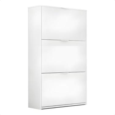 Imagem de Sapateira Organizadora Para Hall De Entrada Com 3 Portas - ArmáRio Multiuso Moderno Para Quarto, Sala E Closet - Organizador De CalçAdos E Objetos(Branco)