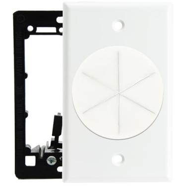 Imagem de Placa de parede com ilhós – Placa de passagem de cabo para gerenciamento de cabos na parede, ocultação de fios para TV, HDMI, Ethernet, alto-falante e sistemas de home theater - branca