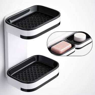 Imagem de Saboneteira Dupla de Parede com Adesivo, Porta Sabonete Branco, Instalação Sem Perfuração, Uso Horizontal e Vertical para Banheiro