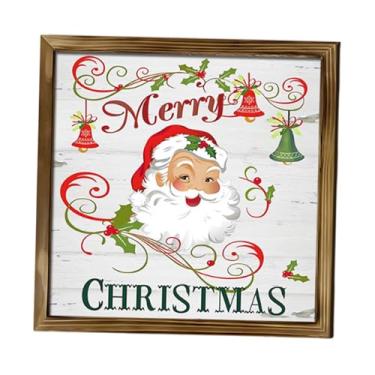 Imagem de KiBcsLic Moldura de madeira para fotos de Papai Noel, desenho animado, arte de parede, decoração de Natal para pendurar, hotel, feriado, fazenda, corredor
