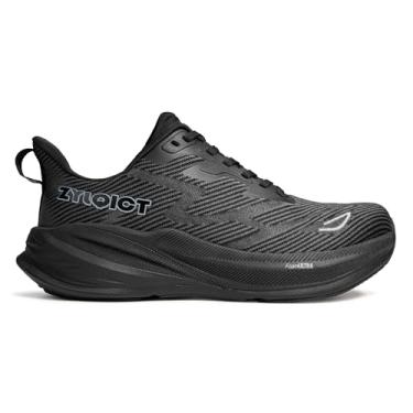 Imagem de Zylqict Tênis masculino com bico largo, acolchoado, confortável, respirável, macio e leve para corrida, caminhada e calçados diários, Sapatos pretos masculinos, 11 X-Wide
