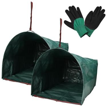 Imagem de AuMoHall 2 peças de sacos de jardim de 72 galões para detritos, saco de lixo dobrável, sacos de lixo grandes reutilizáveis tipo pá de lixo para folhas de jardim, com luvas de jardinagem