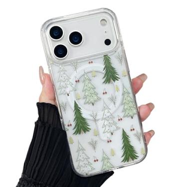 Imagem de ZTOFERA Capa de celular para iPhone 17 Pro Max de Natal compatível com Magsafe, design vintage de padrão natalino bonito para Xmax, capa protetora rígida para celular para iPhone 17 Pro Max-verde