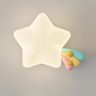 Imagem de Luminária de parede LED moderna para quarto infantil, luminária de parede com desenho animado de estrela, 18 W, branca, moderna, com fio, ajustável, 3000 K/4000 K/6000 K, luminária criativa