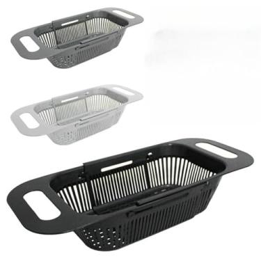 Imagem de Escorredor Multiuso Com Alças Retrátil Macarrão Frutas Legumes Louça se Ajusta em Diferentes Tamanhos Pia(Preto)