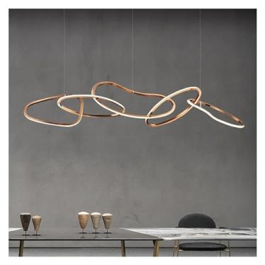 Imagem de Lustre luxuoso, lustres modernos de LED em ouro rosa, iluminação para decoração de casa, anéis circulares, luminárias suspensas, 011862, ouro rosa - 6 luzes