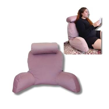 Imagem de Almofada de Leitura Artesanal Confortável para Apoio Lombar e Travesseiro para Pescoço Suporte Ergonômico para Costas, Braços em Cama ou Sofá para Jovens, Adultos e Idosos Suede (Rosê, G)