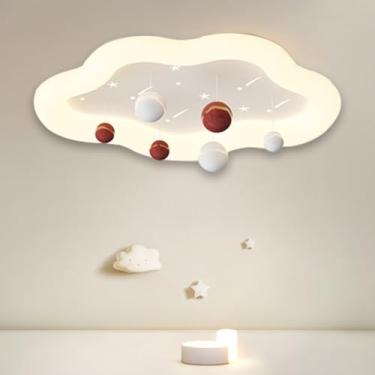 Imagem de Luminária de teto LED para quarto infantil, luz de teto com controle remoto regulável, criativa, em forma de nuvem, redonda, decorativa, para quarto, infantil, jardim de infância, iluminação