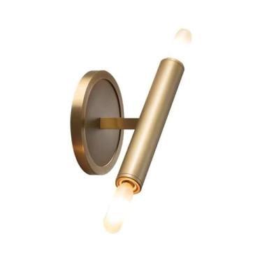 Imagem de Luminária de parede moderna e simples de latão, arandela de luxo com luminária G9, luminária de parede de cobre e vidro para sala de estar, quarto, escada, corredor, decoração de entrada,