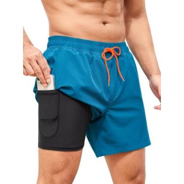 Imagem de Calção de banho masculina SILKWORLD com forro de compressão