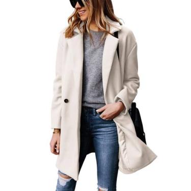 Imagem de Casaco feminino Hooever com lapela entalhada, mistura de lã, bege e GG