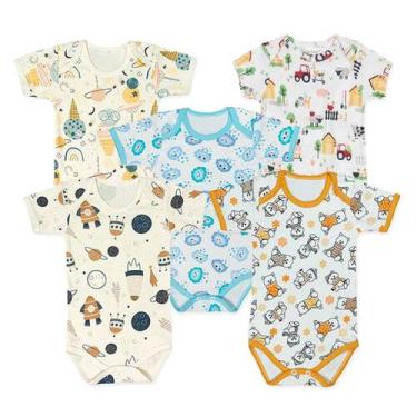 Imagem de Kit 5 Peças Body Manga Curta Estampado Enxoval Roupa de Bebê - Koala B